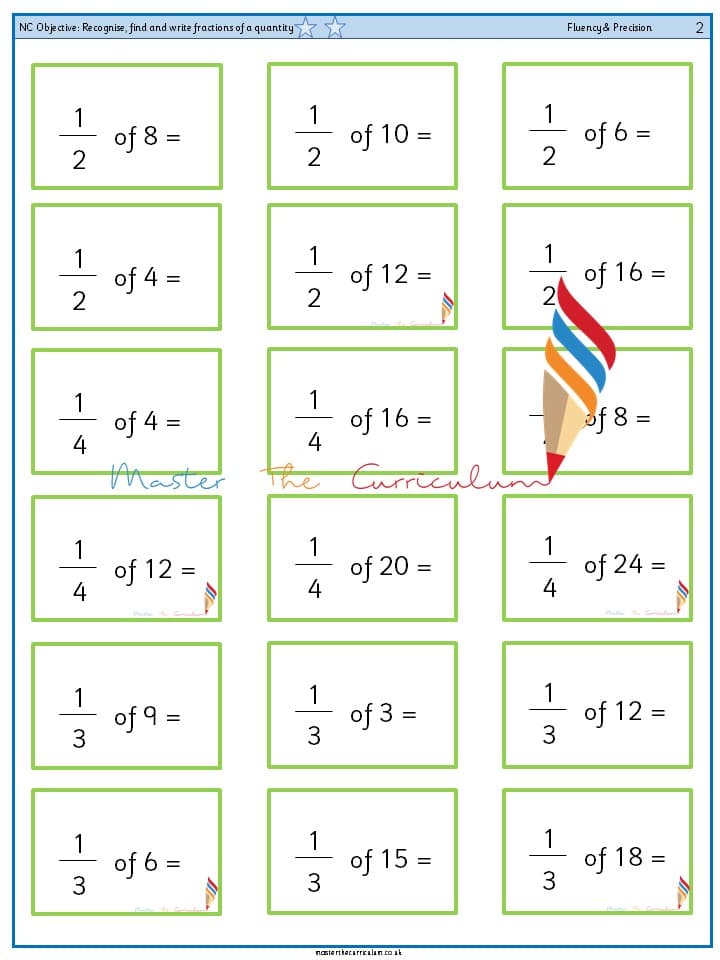 Cover of Year 2 – Recognise, find and write fractions of a quantity