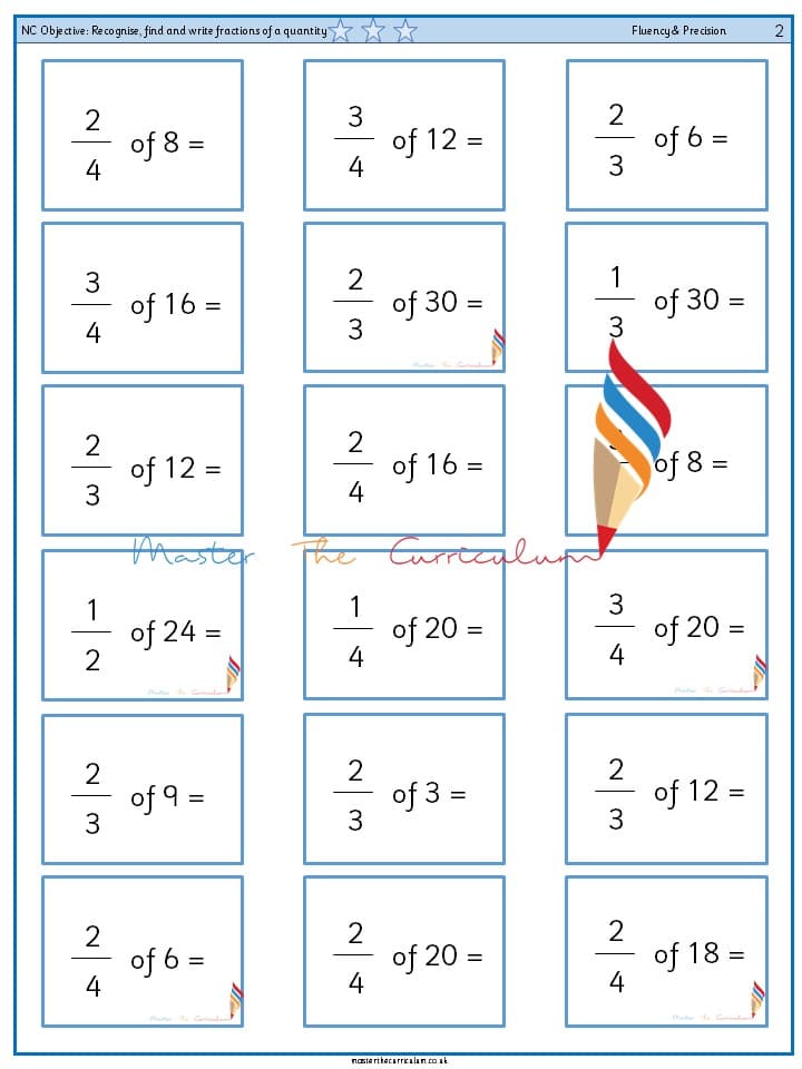 Cover of Year 2 – Recognise, find and write fractions of a quantity