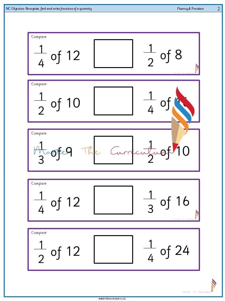 Cover of Year 2 – Recognise, find and write fractions of a quantity