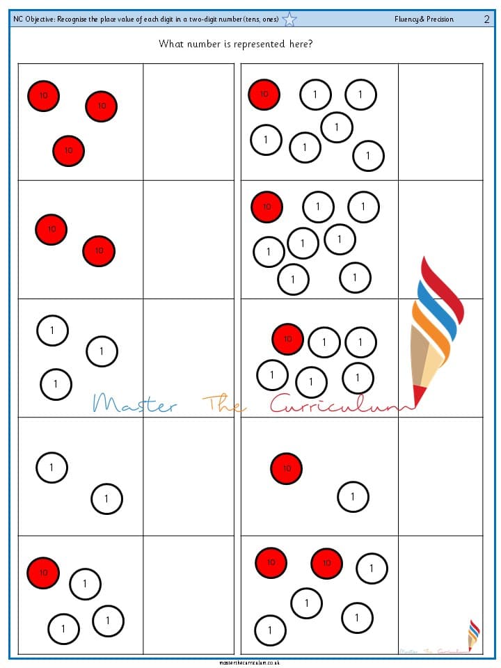 Cover of Year 2 – Recognise the place value of each digit in a two-digit number (tens, ones)