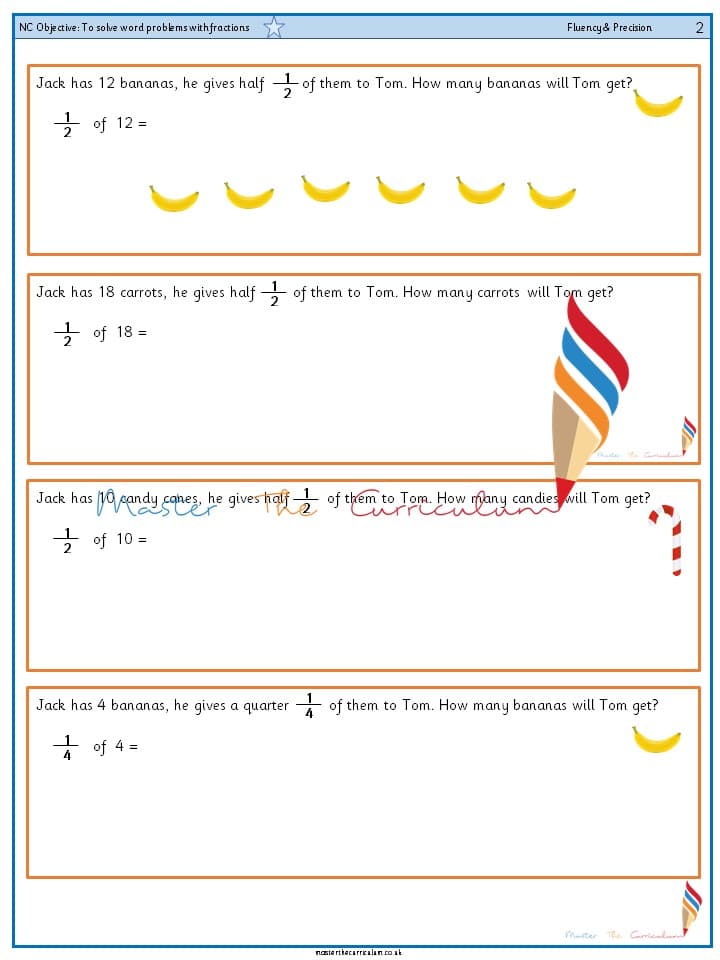 Cover of Year 2 – To solve word problems with fractions