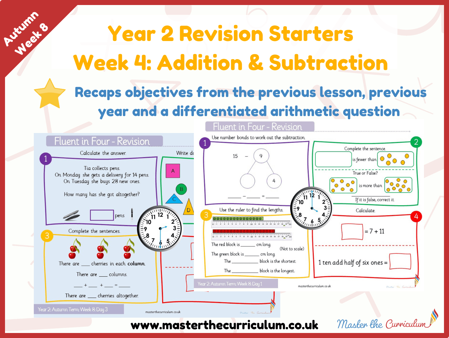 Cover of Year 2 – Autumn – Week 4 Addition & Subtraction Revision Starters V2.0