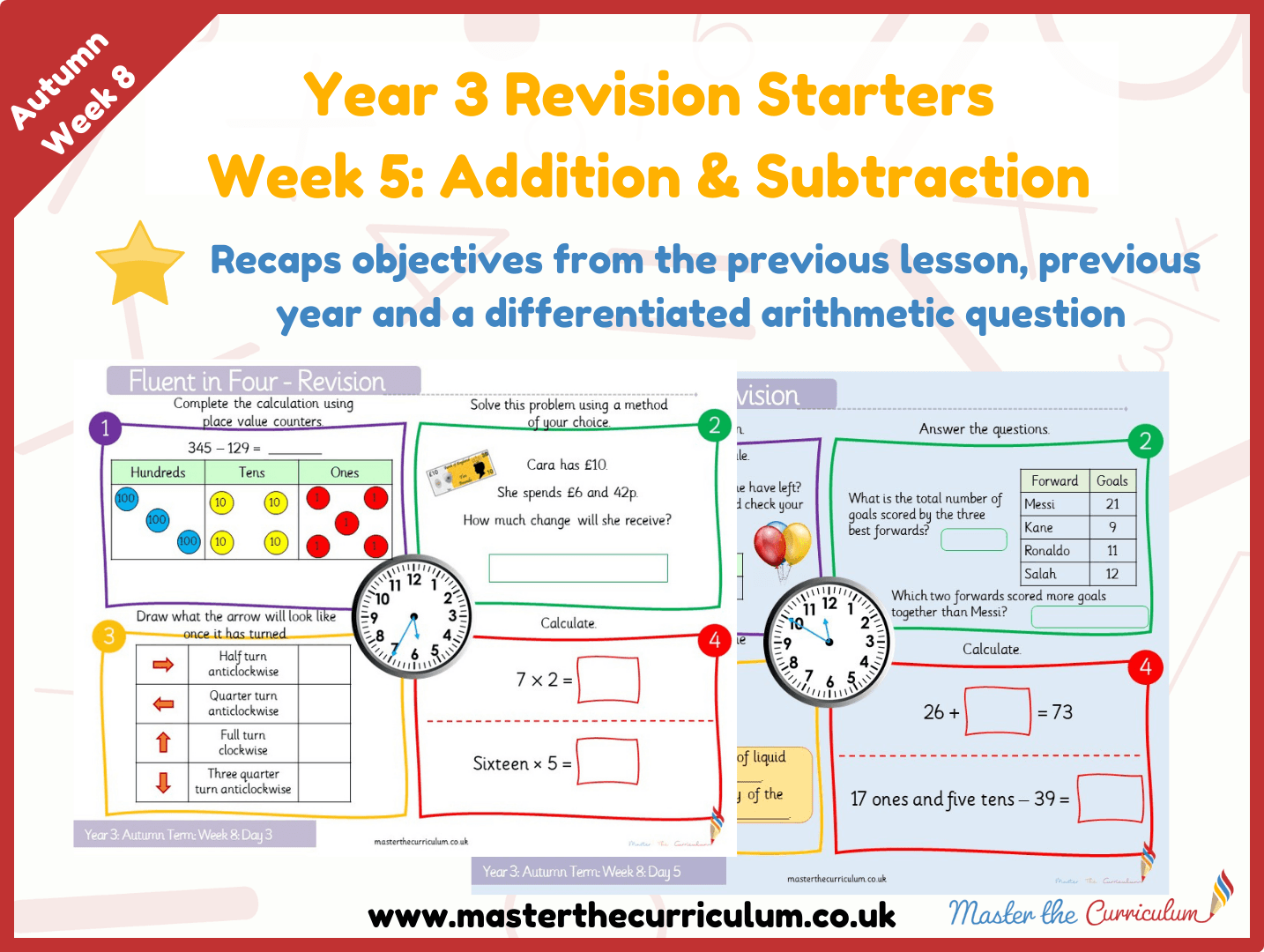 Cover of Year 3 – Autumn – Week 5 Addition & Subtraction Revision Starters V2.0