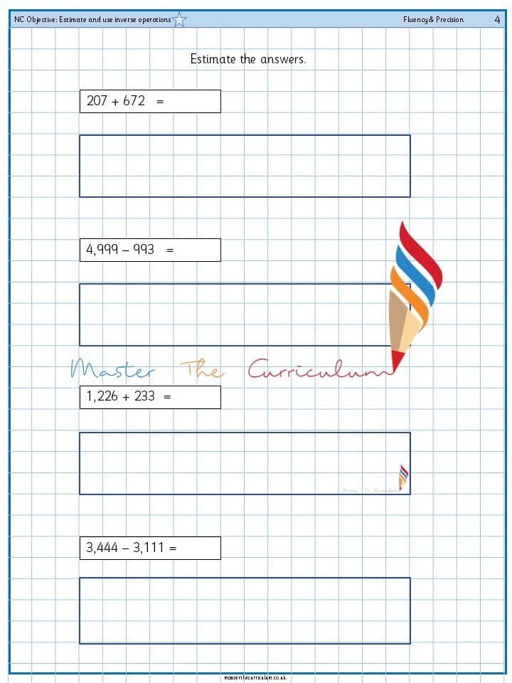 Cover of Estimate and use inverse operations to check answers to a calculation
