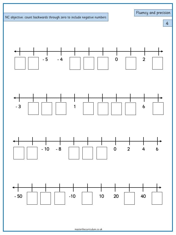 Cover of Year 4 Maths -Count backwards through zero to include negative numbers – 2
