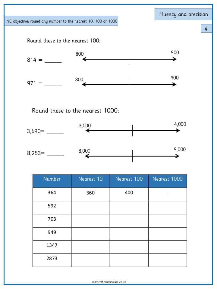 Cover of Year 4 Maths -Round any number to the nearest 10, 100 or 1000 – 1