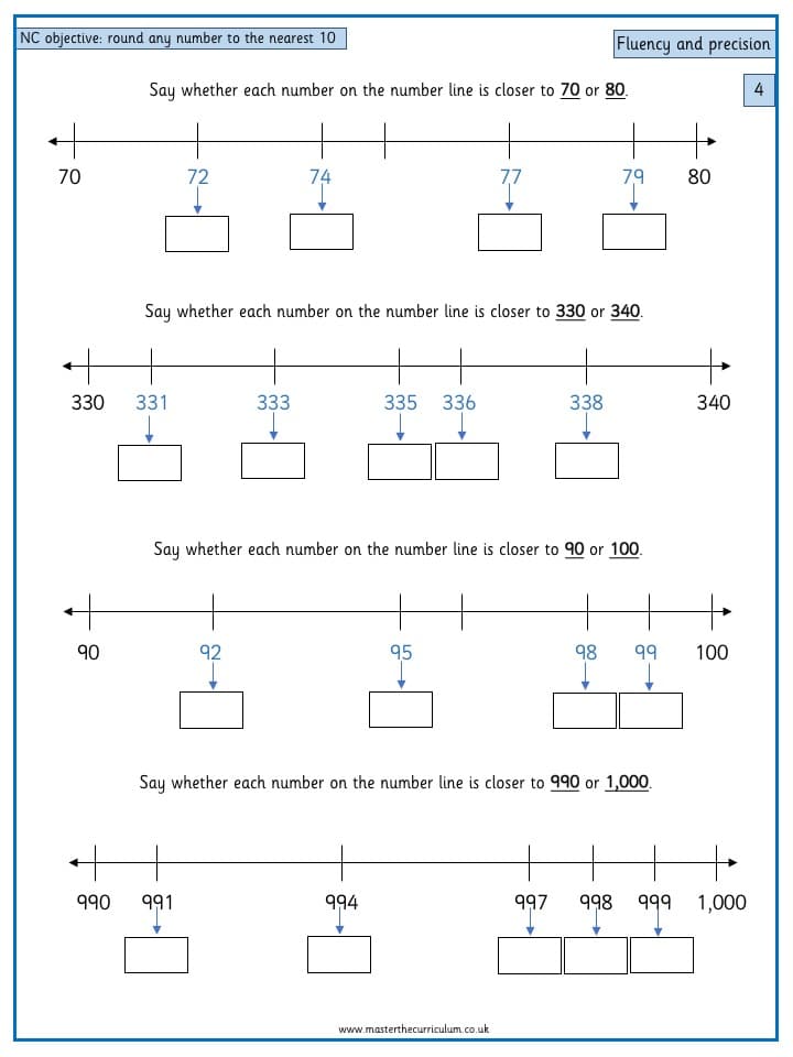Cover of Year 4 Maths -Round any number to the nearest 10, 100 or 1000 – 4