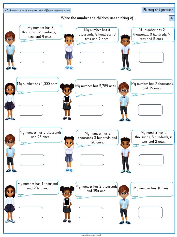 Cover of Year 4 identify numbers in different representations – 4