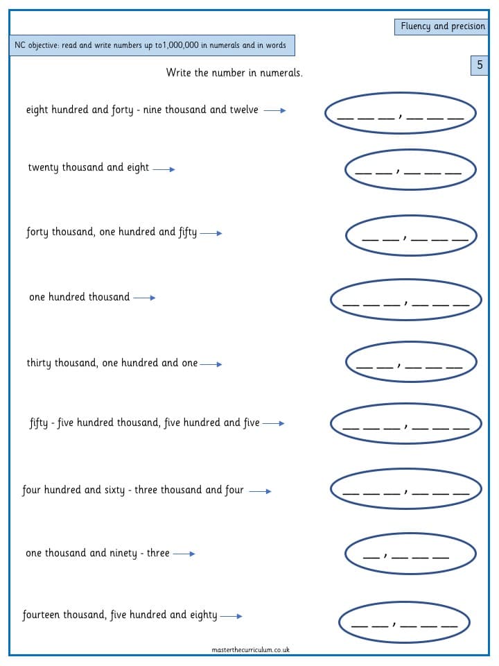 Cover of Year 5 Maths Number and Place Value – Read and write numbers R2