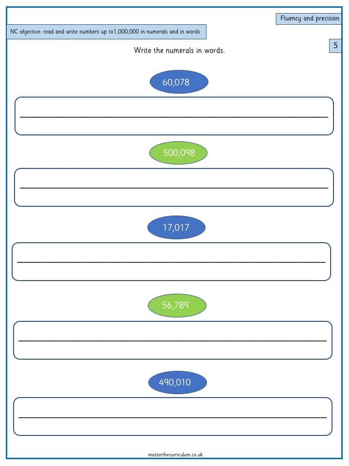 Cover of Year 5 Maths Number and Place Value – Read and write numbers R3