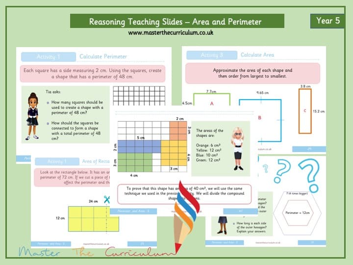 Cover of Year 5- Reasoning Teaching Slides- Perimeter and Area