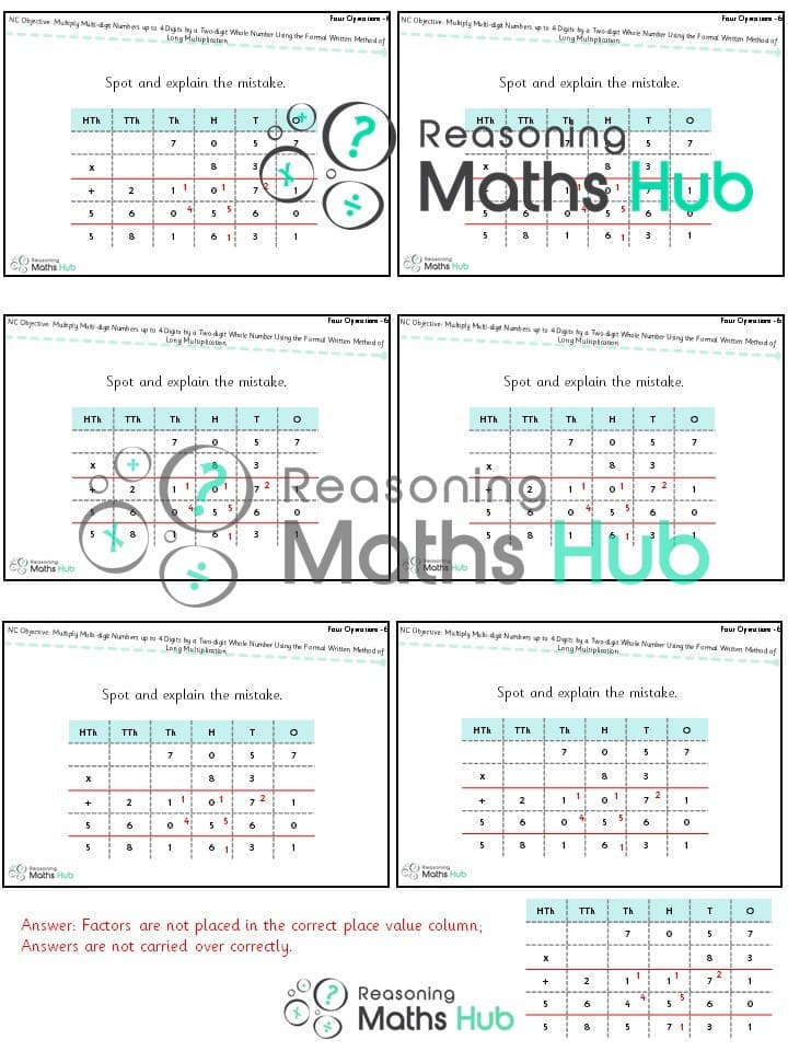 Cover of Multiply Multi-Digit Numbers up to 4 Digits by a Two-Digit Whole Number Using the Formal Written Method of Long Multiplication