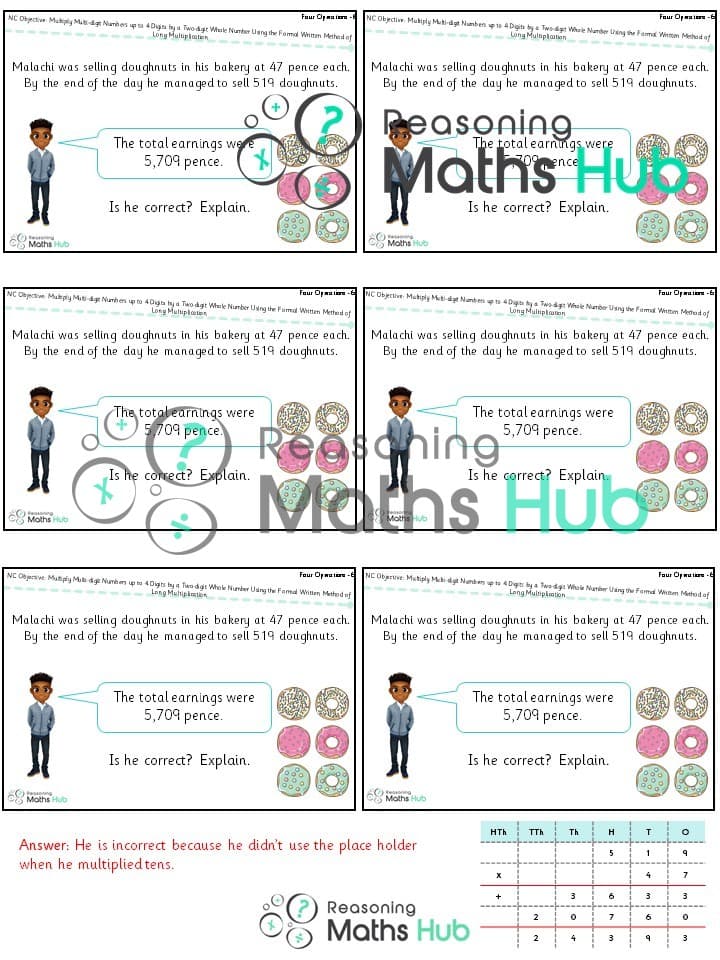 Cover of Multiply Multi-Digit Numbers up to 4 Digits by a Two-Digit Whole Number Using the Formal Written Method of Long Multiplication