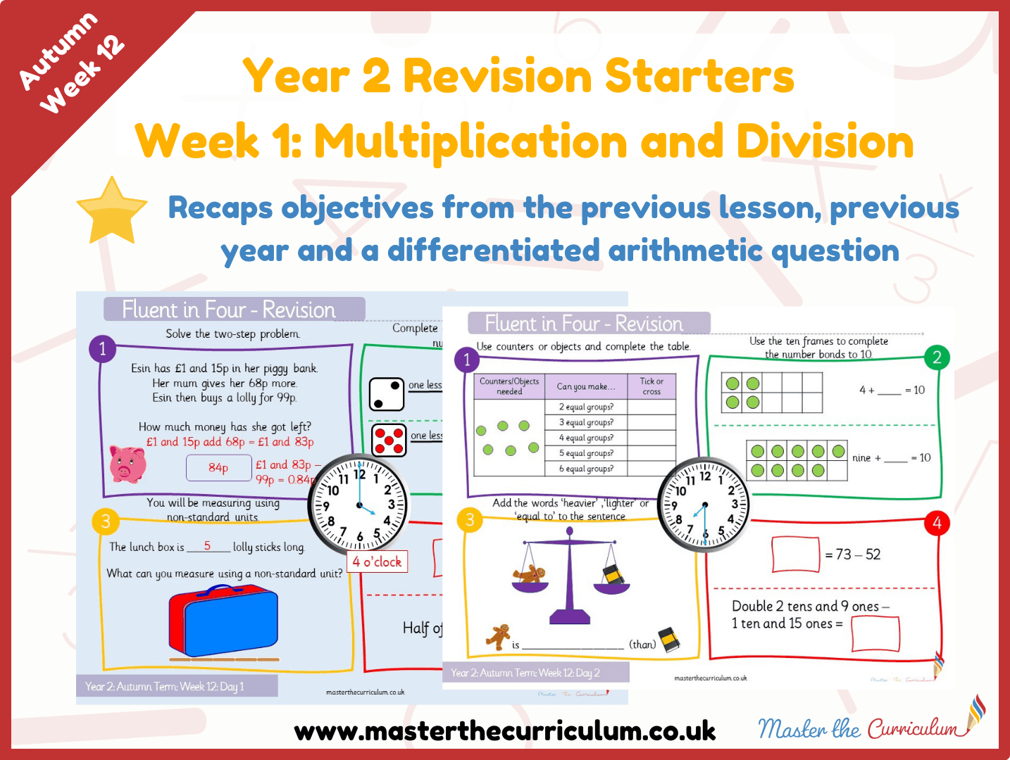 Cover of Year 2 – Autumn – Week 1 Multiplication and Division Revision Starters V2.0