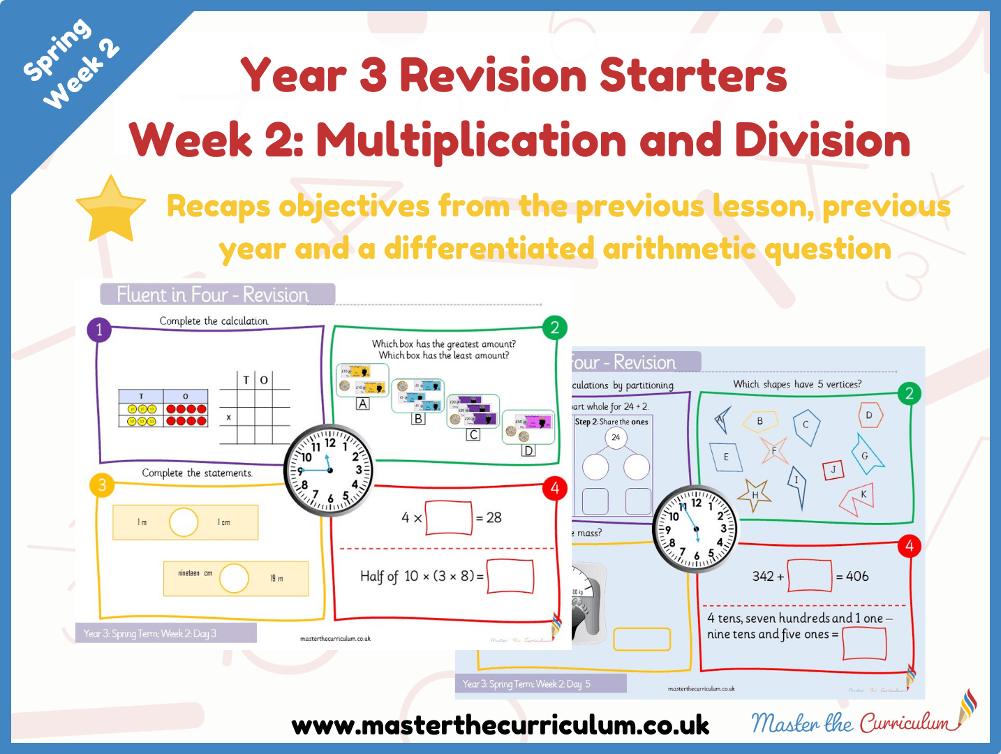 Cover of Year 3 – Spring – Week 2 Multiplication and Division Revision Starters V2.0