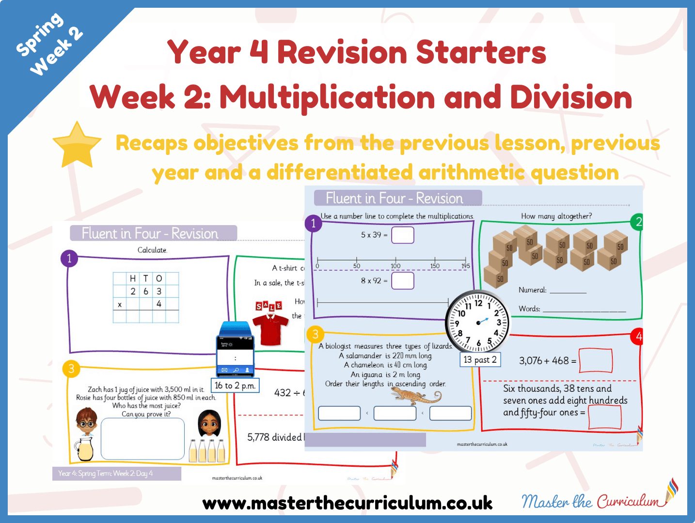 Cover of Year 4 – Spring – Week 2 Multiplication and Division Revision Starters V2.0