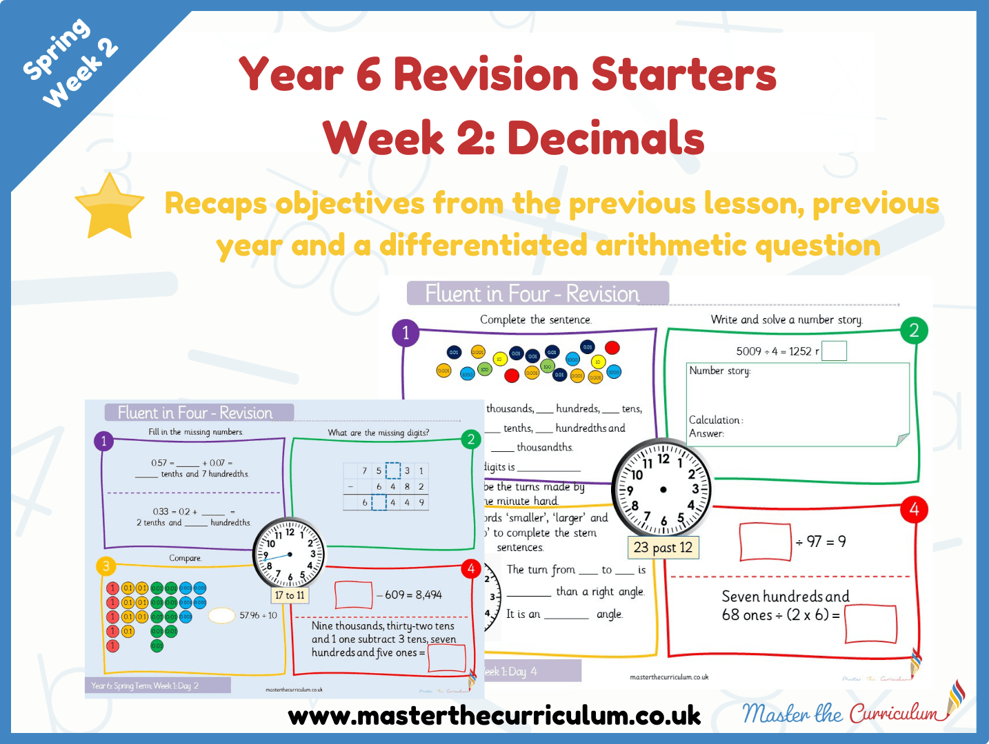 Cover of Year 6 – Spring – Week 2 Decimals Revision Starters V2.0