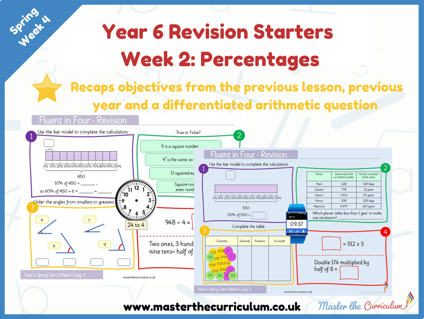 Cover of Year 6 – Spring – Week 2 Percentages Revision Starters V2.0