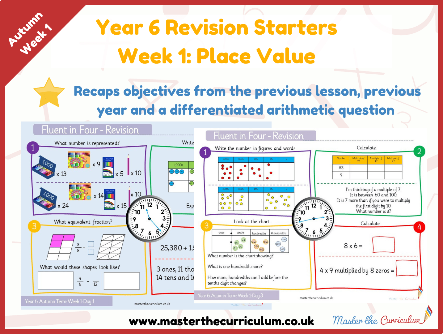Cover of Year 6 – Autumn – Week 1 Place Value Revision Starters V2.0