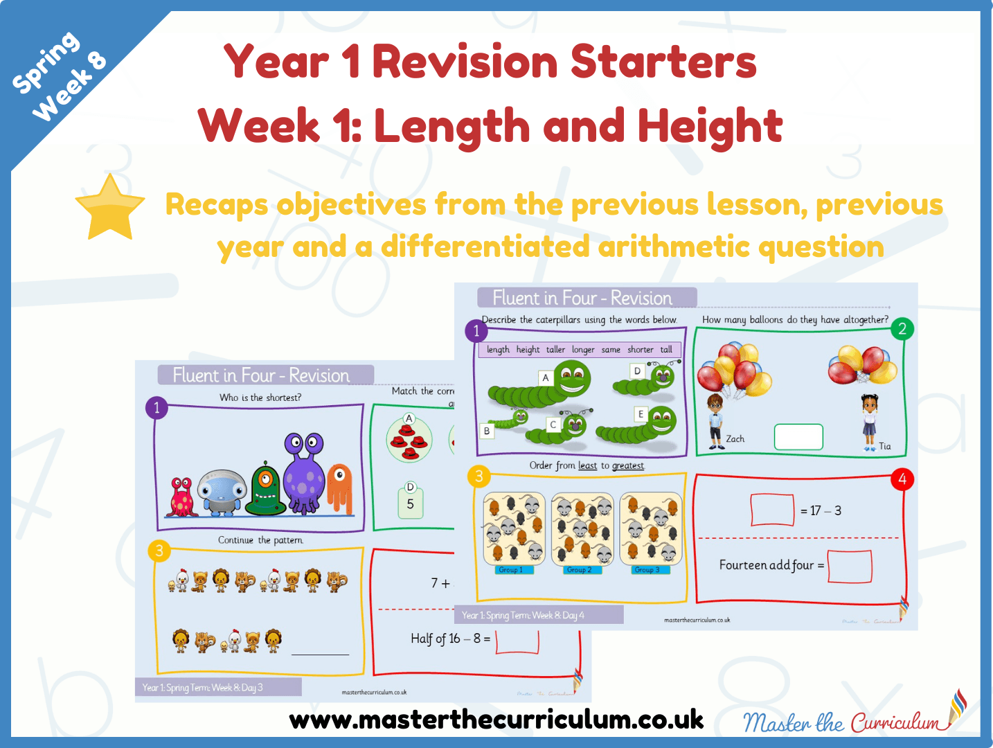 Cover of Year 1 – Spring – Week 1 Length and Height Revision Starters V2.0
