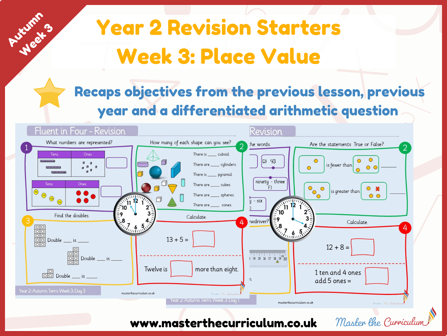 Cover of Year 2 – Autumn – Week 3 Place Value Revision Starters V2.0
