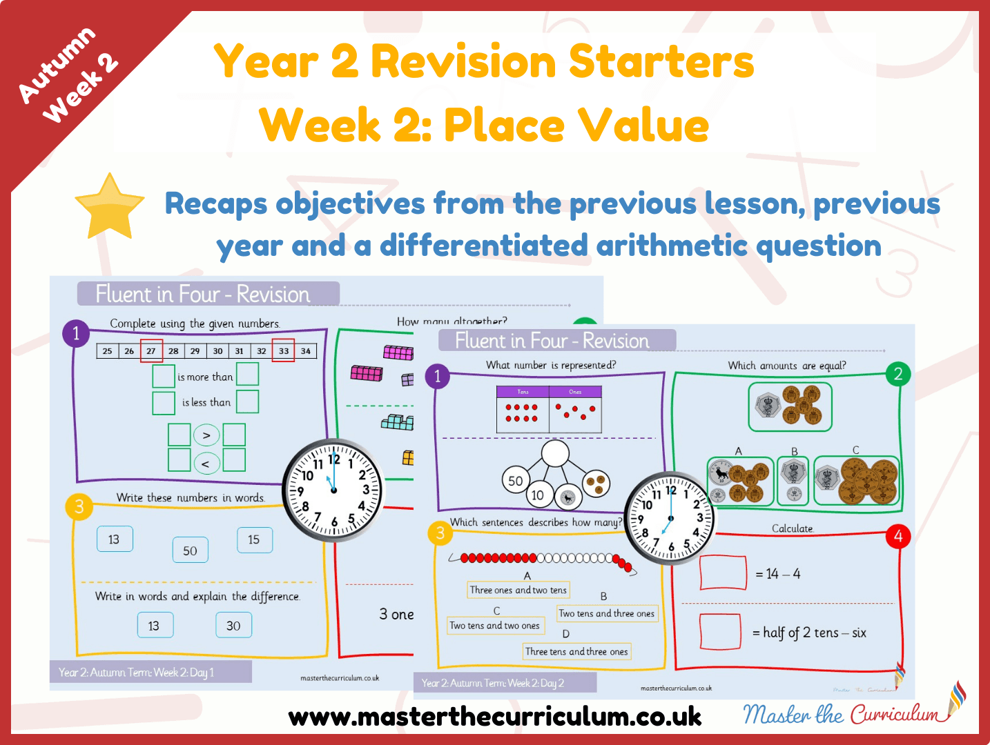 Cover of Year 2 – Autumn – Week 2 Place Value Revision Starters V2.0