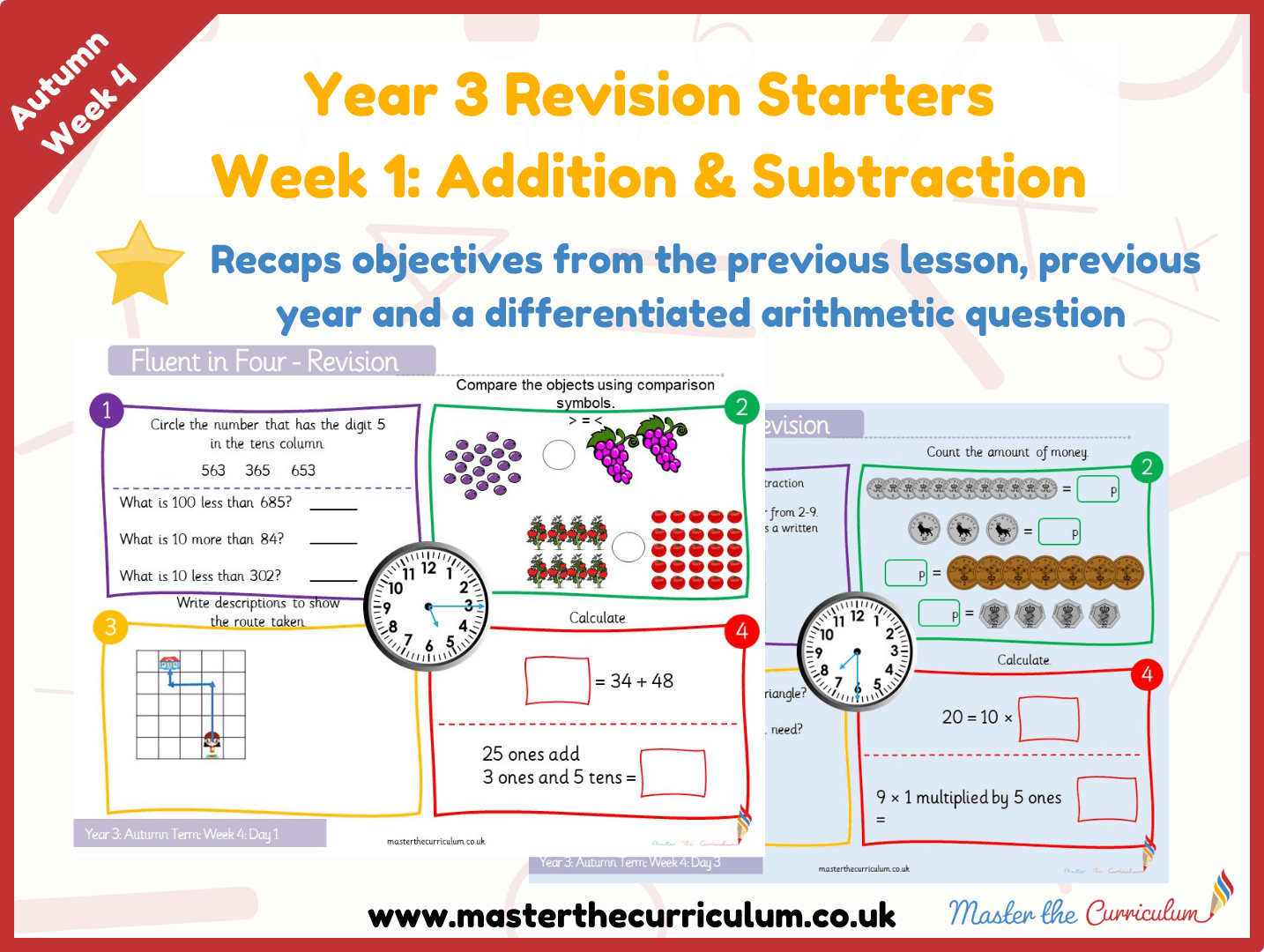 Cover of Year 3 – Autumn – Week 1 Addition & Subtraction Revision Starters V2.0
