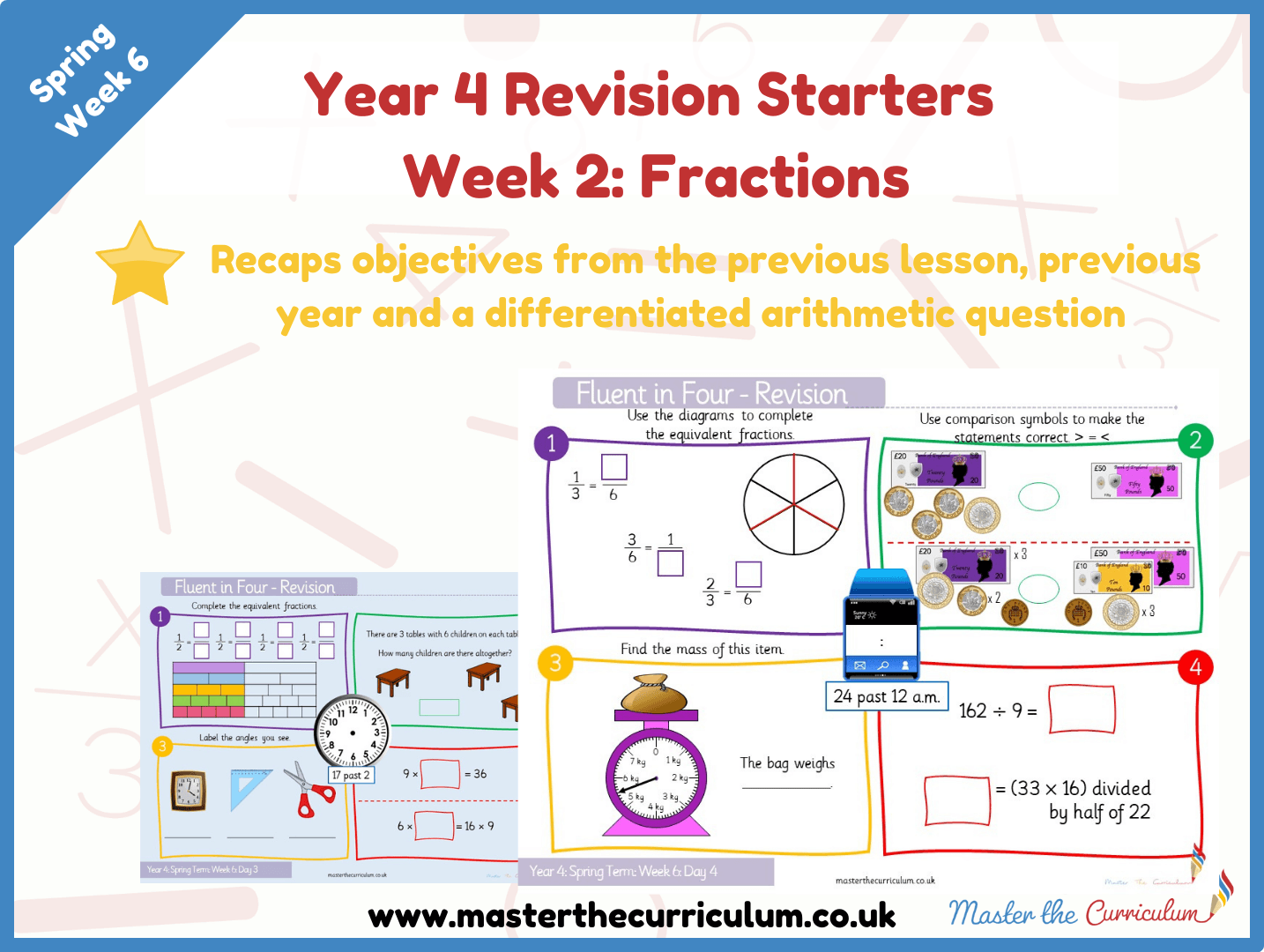 Cover of Year 4 – Spring – Week 2 Fractions Revision Starters V2.0