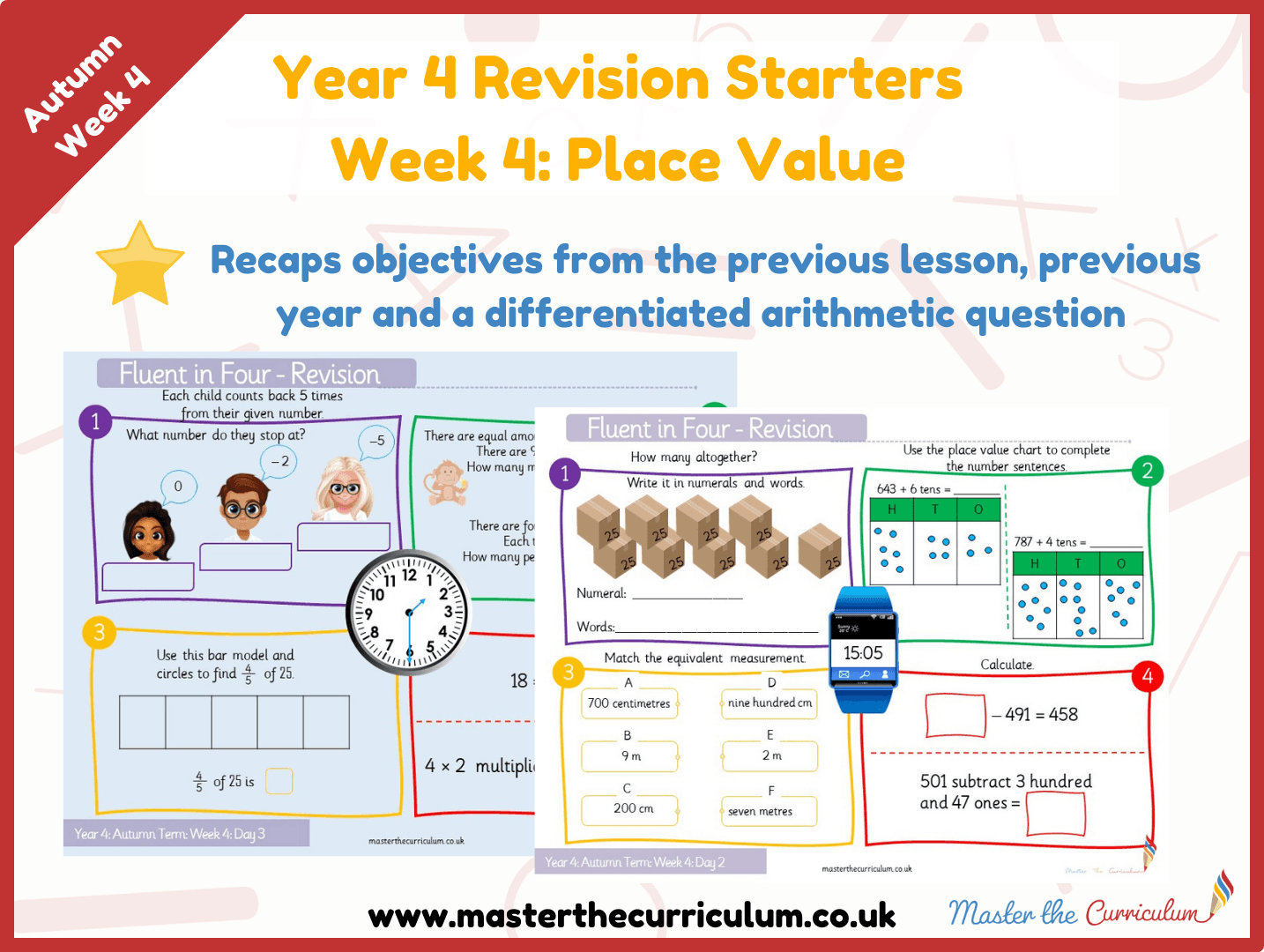 Cover of Year 4 – Autumn – Week 4 Place Value Revision Starters V2.0