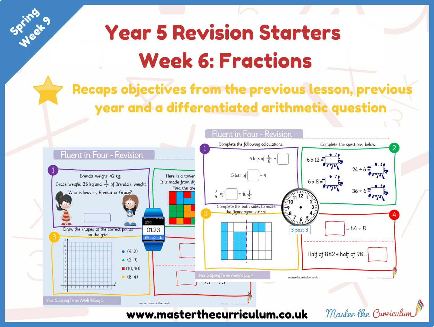 Cover of Year 5 – Spring – Week 6 Fractions Revision Starters V2.0