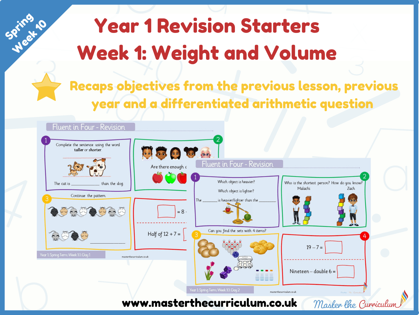 Cover of Year 1 – Spring – Week 1 Weight and Volume Revision Starters V2.0