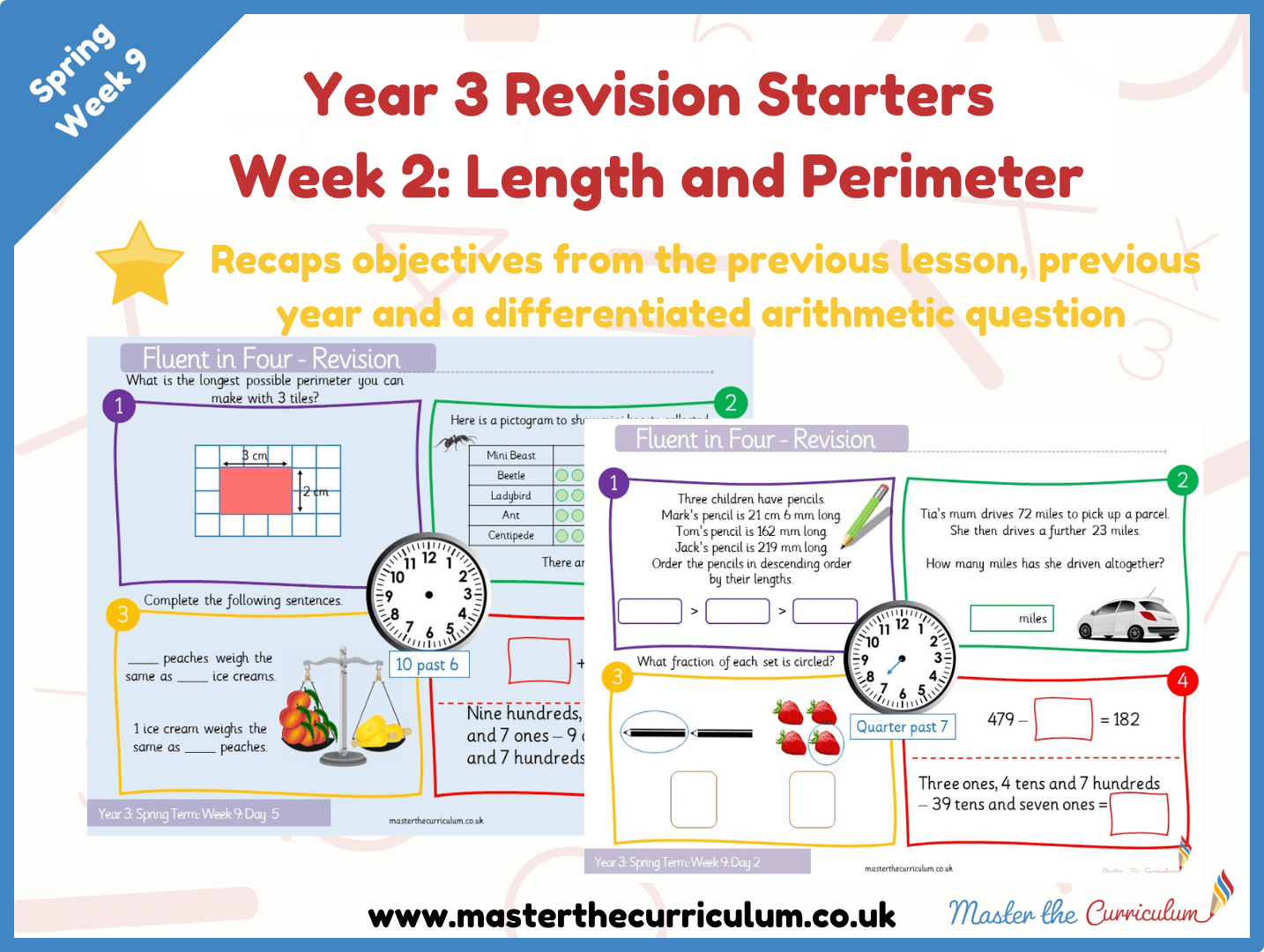Cover of Year 3 – Spring – Week 2 Length and Perimeter Revision Starters V2.0