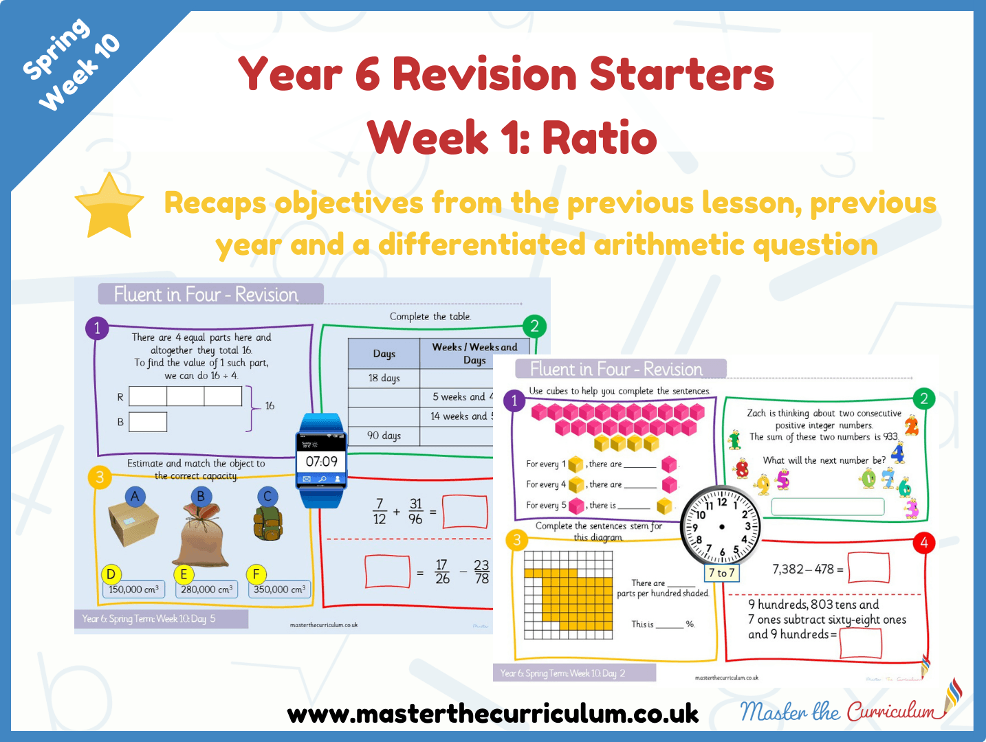 Cover of Year 6 – Spring – Week 1 Ratio Revision Starters V2.0