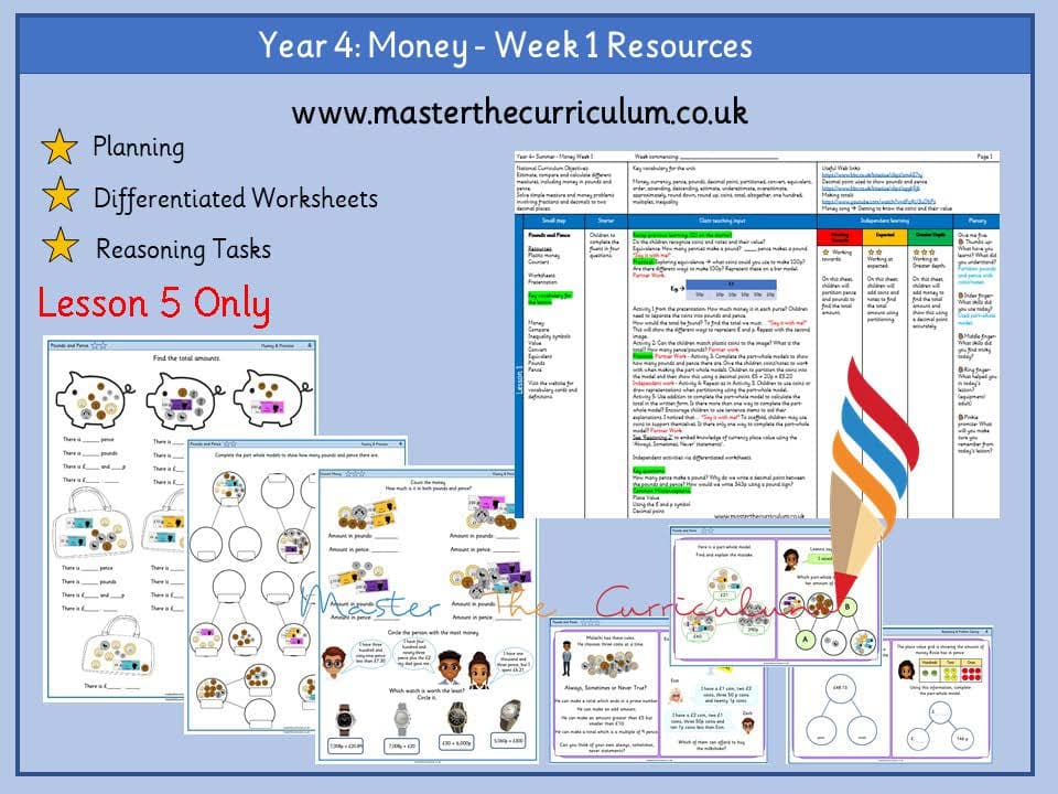 Cover of NEW 20/21 – Year 4 – Summer – Week 1 Money Lesson 5 PDF