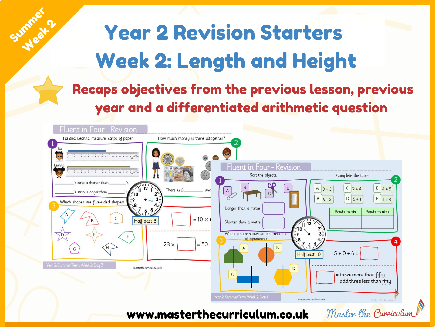 Cover of Year 2 – Summer – Week 2 Length and Height Revision Starters V2.0