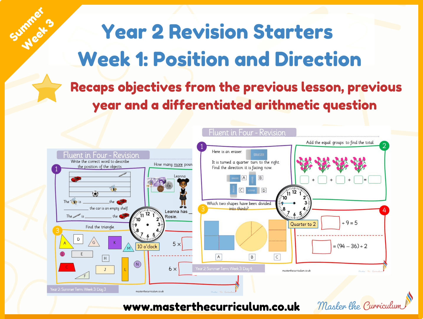 Cover of Year 2 – Summer – Week 1 Position and Direction Revision Starters V2.0