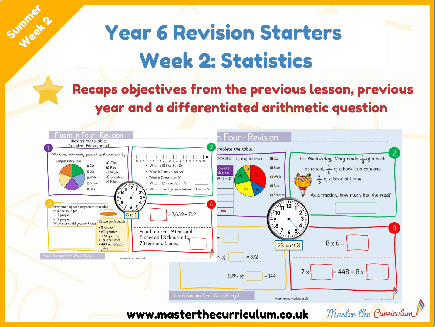 Cover of Year 6 – Summer – Week 2 Statistics Revision Starters V2.0