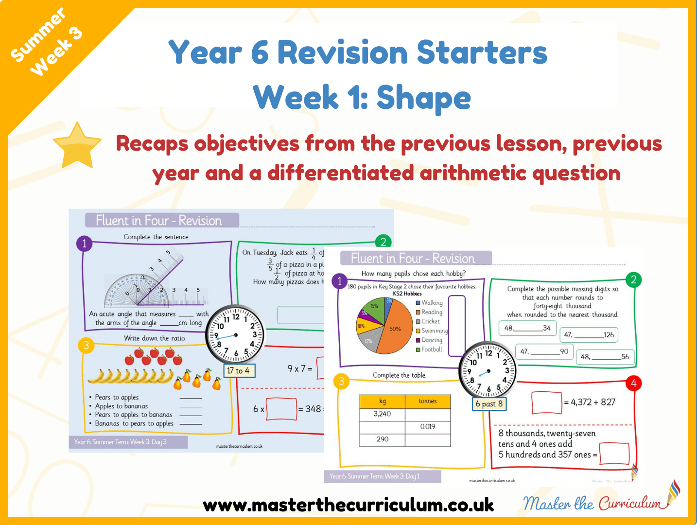 Cover of Year 6 – Summer – Week 1 Properties of Shape Revision Starters V2.0