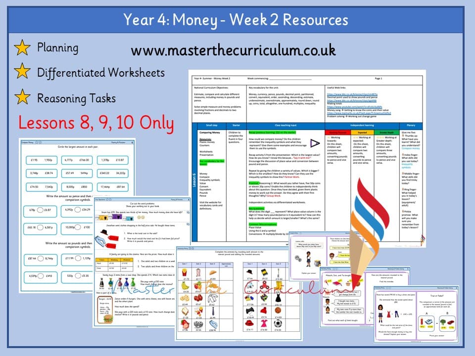 Cover of NEW 20/21 – Year 4 – Summer – Week 2 Money – Lessons 8, 9 and 10 (PDF)