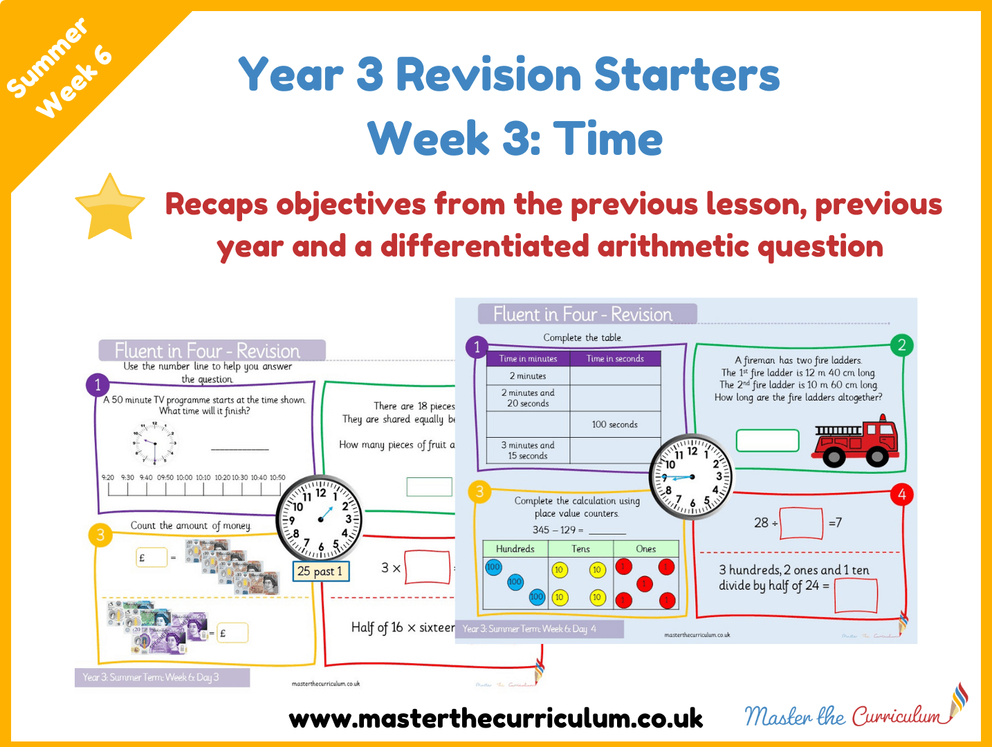 Cover of Year 3 – Summer – Week 3 Time Revision Starters V2.0