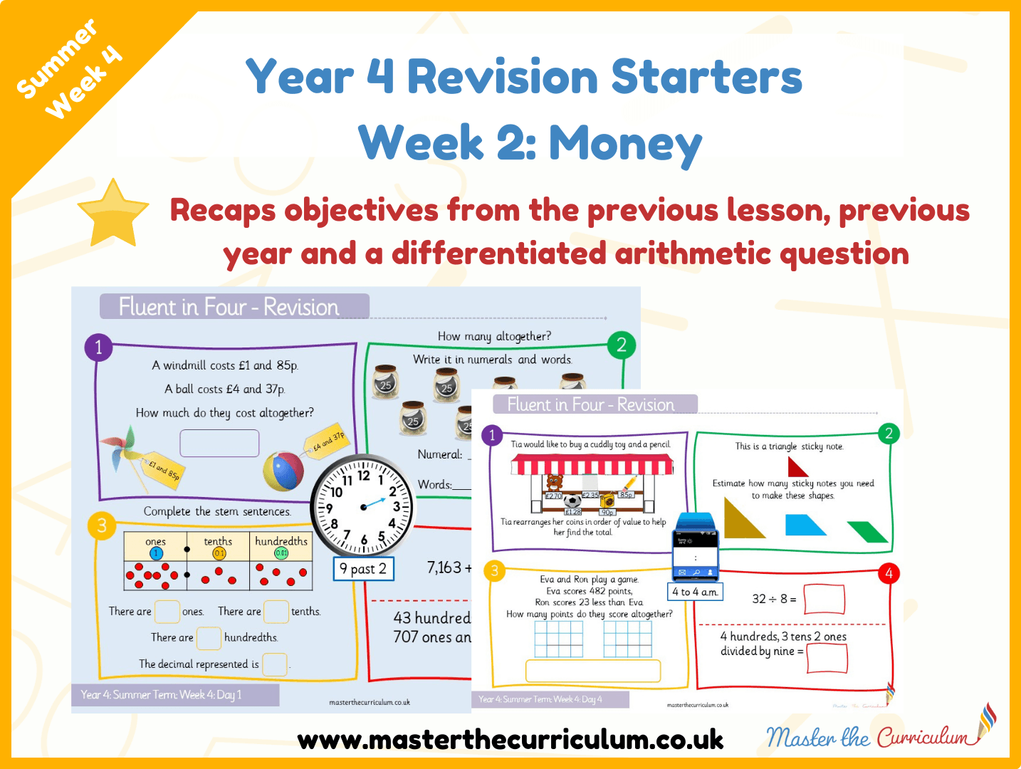 Cover of Year 4 – Summer – Week 2 Money Revision Starters V2.0