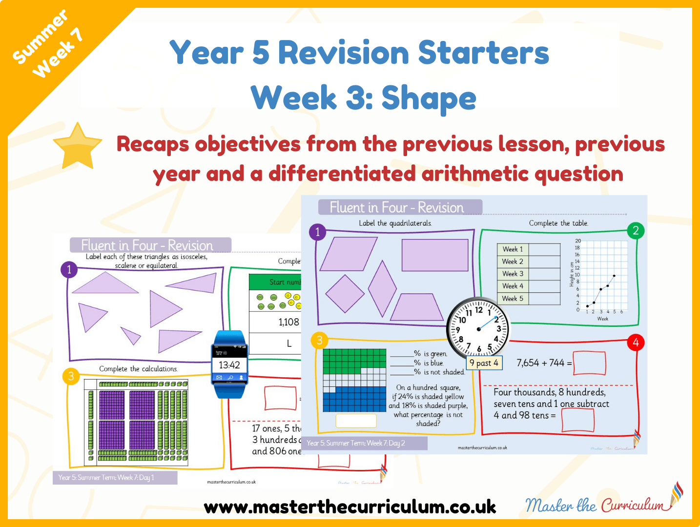 Cover of Year 5 – Summer – Week 3 Properties of Shape Revision Starters V2.0