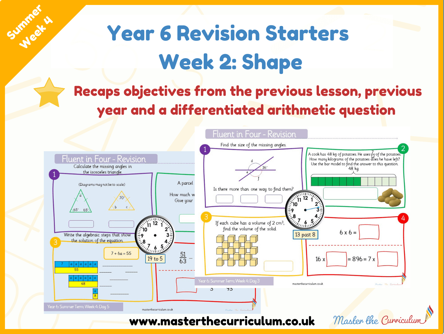 Cover of Year 6 – Summer – Week 2 Properties of Shape Revision Starters V2.0