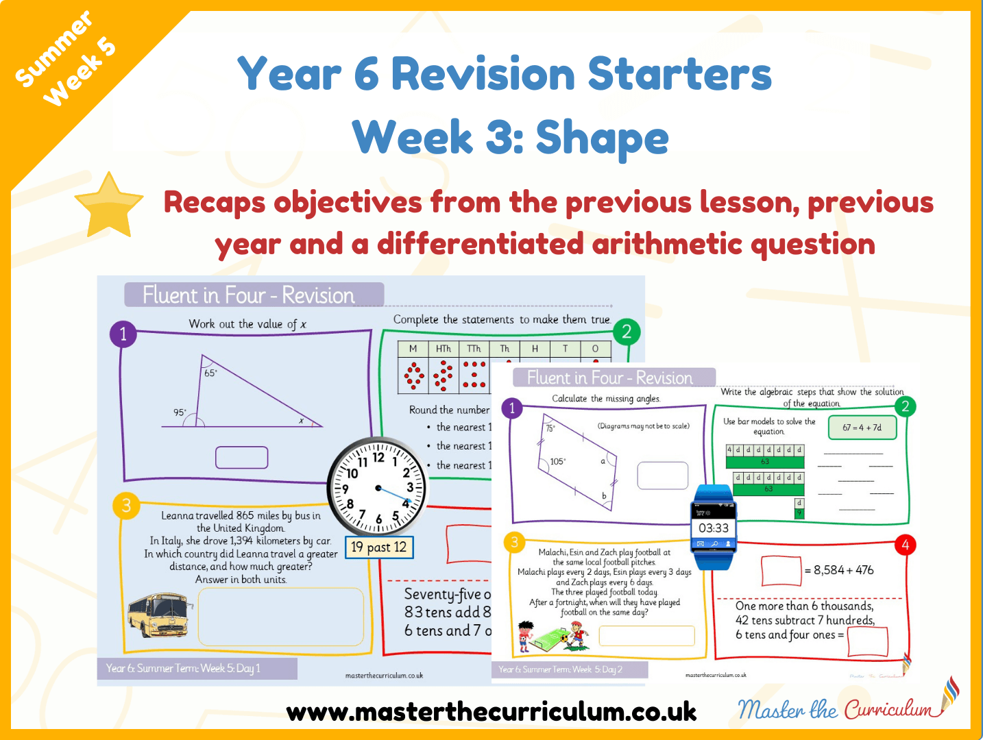 Cover of Year 6 – Summer – Week 3 Properties of Shape Revision Starters V2.0