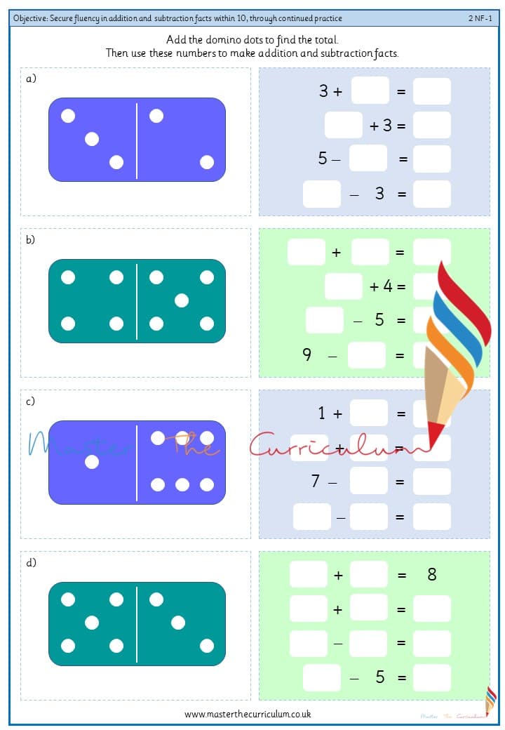 Cover of Secure fluency in addition and subtraction facts within 10, through continued practice (1)