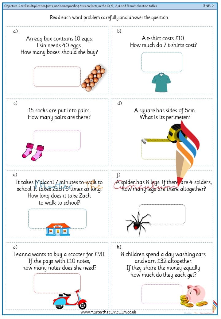 Cover of Recall multiplication facts, and corresponding division facts, in the 10, 5, 2, 4 and 8 multiplication tables (5)