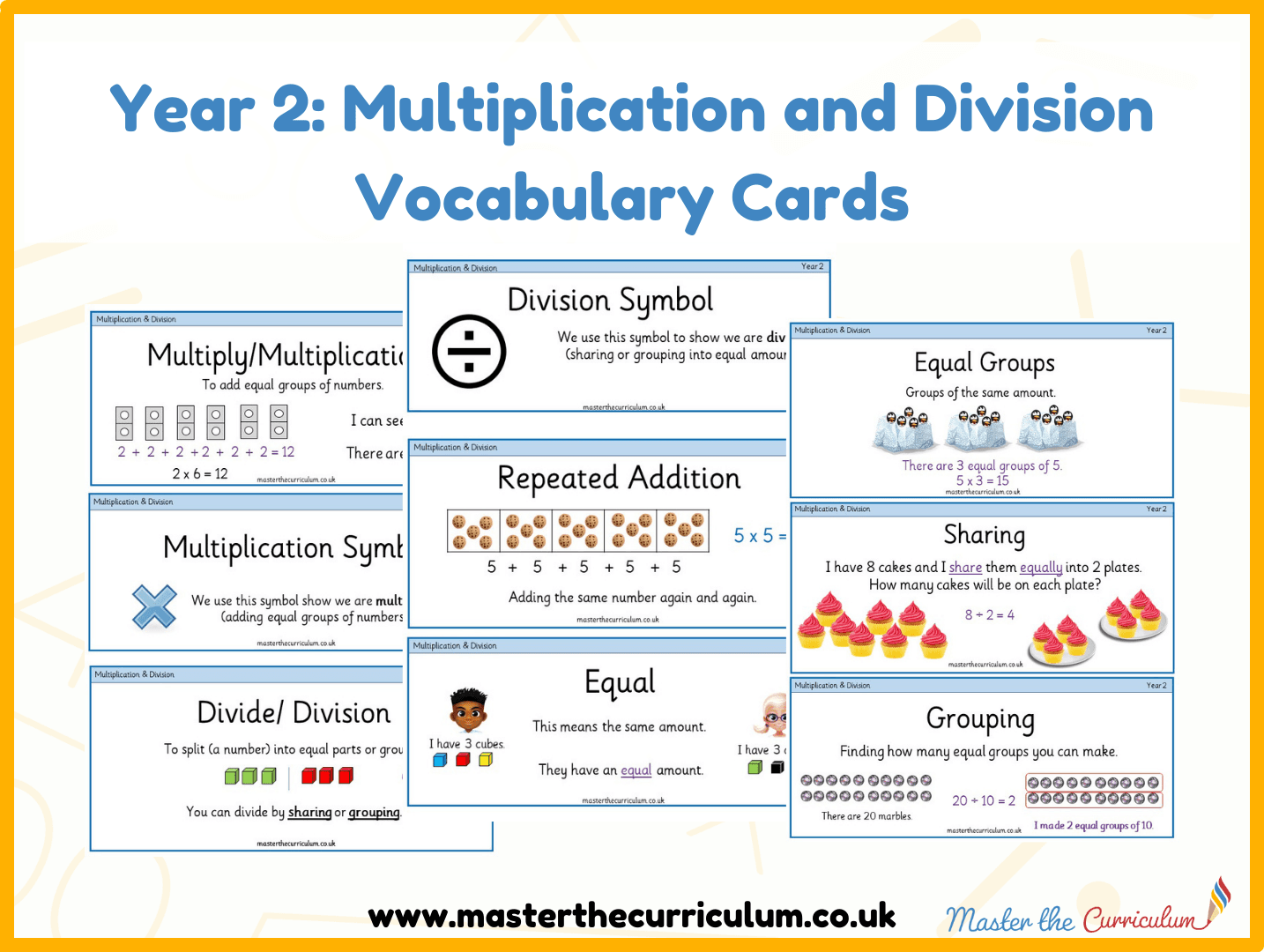 Cover of Year 2 – Spring – Multiplication and Division Vocabulary Cards