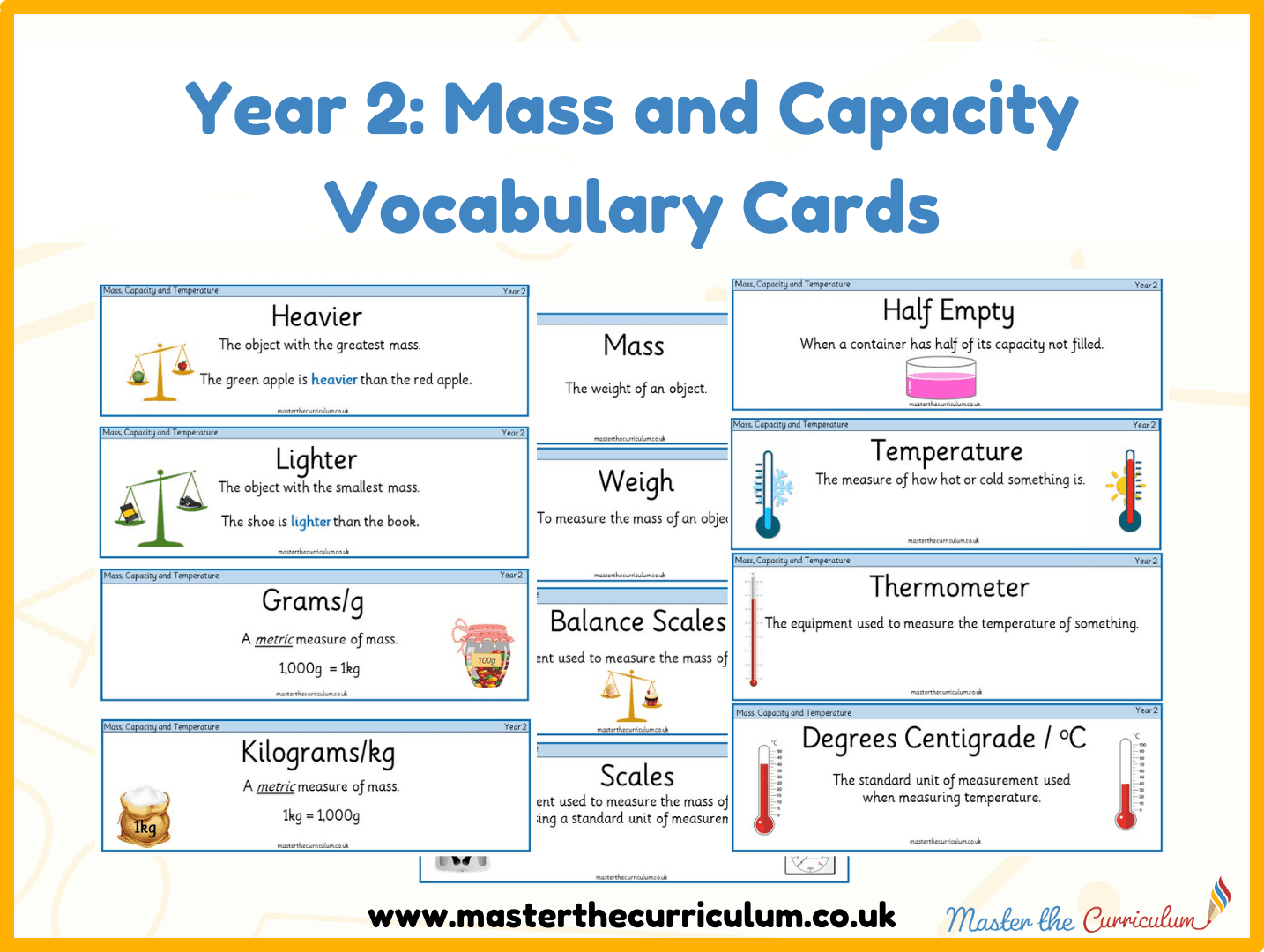 Cover of Year 2 – Summer – Mass and Capacity Vocabulary Cards