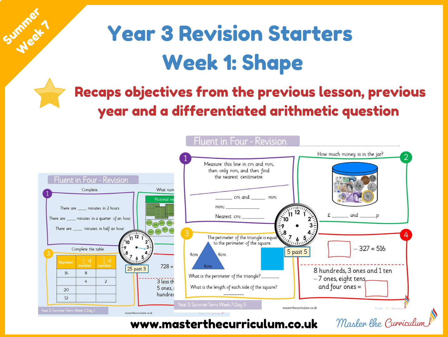 Cover of Year 3 – Summer – Week 1 Properties of Shape Revision Starters V2.0