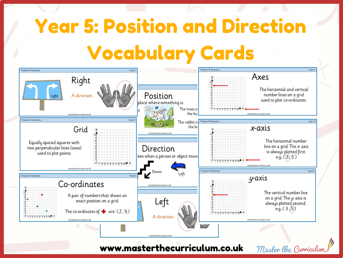 Cover of Year 5 – Summer – Position and Direction Vocabulary Cards